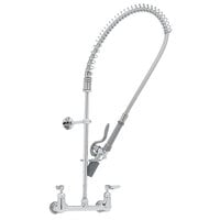 T&S B-0133-CR-BJ EasyInstall Wall Mounted Pre-Rinse Faucet with 8 inch Centers, 1.07 GPM Spray Valve, Cerama Cartridges, and Lever Handles