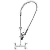 T&S B-0123-CR-BJ EasyInstall Deck Mounted Pre-Rinse Faucet with 8" Centers, 1.07 GPM Spray Valve, Cerama Cartridges, and Lever Handles