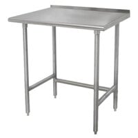 Advance Tabco TFLAG-242 24 inch x 24 inch 16-Gauge 430 Stainless Steel Economy Work Table with 1 1/2 inch Backsplash and Galvanized Legs