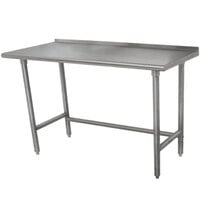 Advance Tabco TFLAG-304 30 inch x 48 inch 16-Gauge 430 Stainless Steel Economy Work Table with 1 1/2 inch Backsplash and Galvanized Legs