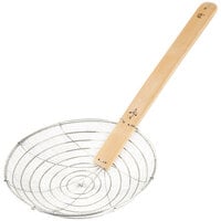 Town 42512 12" Fine Mesh Stainless Steel Round Skimmer with Bamboo Handle