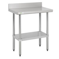 Regency 18 inch x 30 inch 18-Gauge 304 Stainless Steel Commercial Work Table with 4 inch Backsplash and Galvanized Undershelf