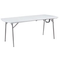 National Public Seating BMFIH3072 Fold-In-Half 30 inch x 72 inch Speckled Gray Plastic Folding Table