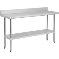 Regency 18 inch x 60 inch 18-Gauge 304 Stainless Steel Commercial Work Table with 4 inch Backsplash and Galvanized Undershelf