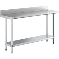 Regency 18 inch x 60 inch 18-Gauge 304 Stainless Steel Commercial Work Table with 4 inch Backsplash and Galvanized Undershelf