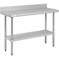 Regency 18 inch x 48 inch 18-Gauge 304 Stainless Steel Commercial Work Table with 4 inch Backsplash and Galvanized Undershelf