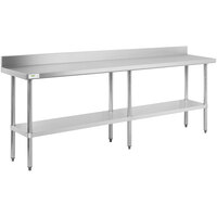 Regency 18 inch x 96 inch 18-Gauge 304 Stainless Steel Commercial Work Table with 4 inch Backsplash and Galvanized Undershelf
