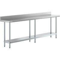 Regency 18" x 96" 18-Gauge 304 Stainless Steel Commercial Work Table with 4" Backsplash and Galvanized Undershelf