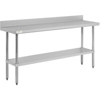 Regency 18 inch x 72 inch 18-Gauge 304 Stainless Steel Commercial Work Table with 4 inch Backsplash and Galvanized Undershelf