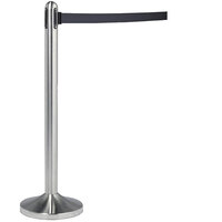 American Metalcraft RSRTBK 40 inch Brushed Stainless Steel Crowd Control / Guidance Stanchion with 84 inch Black Retractable Belt