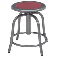 National Public Seating 6818-02 Gray 18 inch - 24 inch Adjustable Swivel Lab Stool with Burgundy Steel Seat