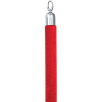 American Metalcraft RSCLRPCHRD 60 inch Red Velour Crowd Control / Guidance Stanchion Rope with Chrome Ends