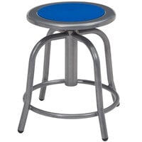 National Public Seating 6825-02 Gray 18 inch - 24 inch Adjustable Swivel Lab Stool with Persian Blue Steel Seat