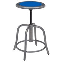 National Public Seating 6825-02 Gray 18 inch - 24 inch Adjustable Swivel Lab Stool with Persian Blue Steel Seat