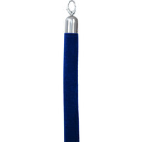 American Metalcraft RSCLRPCHBU 60 inch Blue Velour Crowd Control / Guidance Stanchion Rope with Chrome Ends
