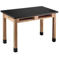 National Public Seating Wood Science Lab Table with High-Pressure Laminate Top and Built-In Book Compartments