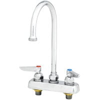 T&S B-1141-CR Deck Mounted Workboard Faucet with 4" Centers, 5 3/4" Gooseneck Spout, 2.2 GPM Aerator, Cerama Cartridges, and Lever Handles