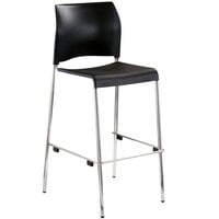 National Public Seating 8810B-11-10 Cafetorium 44 5/8" Black Stackable Bar Stool with Plastic Seat and Back