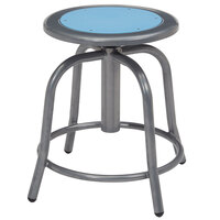 National Public Seating 6805-02 Gray 18 inch - 24 inch Adjustable Swivel Lab Stool with Blueberry Steel Seat