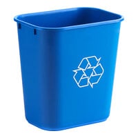 Lavex 13 Qt. / 3 Gallon Blue Rectangular Recycling Wastebasket / Trash Can