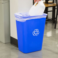 Lavex Janitorial 41 Qt. / 10 Gallon Blue Rectangular Recycling Wastebasket / Trash Can