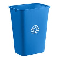Lavex 41 Qt. / 10 Gallon Blue Rectangular Recycling Wastebasket / Trash Can