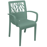 Grosfillex US200721 Vegetal Sage Stacking Arm Chair - Pack of 4