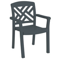Grosfillex US451002 Sanibel Charcoal Stacking Resin Armchair - Pack of 12