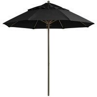 Grosfillex 98301731 Windmaster 7 1/2' Black Fiberglass Umbrella with 1 1/2 inch Aluminum Pole