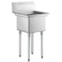 Regency 22 inch 16-Gauge Stainless Steel One Compartment Commercial Sink with Galvanized Steel Legs and without Drainboard - 17 inch x 17 inch x 12 inch Bowl