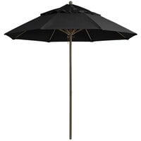 Grosfillex 98801731 Windmaster 9' Black Fiberglass Umbrella with 1 1/2" Aluminum Pole