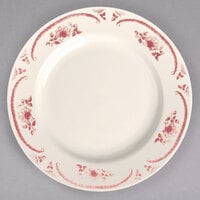 Homer Laughlin by Steelite International HL4442 American Rose Red 10 5/8" Ivory (American White) Rolled Edge China Plate - 12/Case