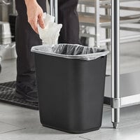 Lavex 28 Qt. / 7 Gallon Black Rectangular Wastebasket / Trash Can