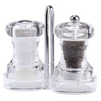 Chef Specialties 01630 4 inch Capstan Acrylic Pepper Mill and Salt Shaker Set with Rack