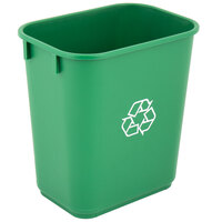 Lavex Janitorial 13 Qt. / 3 Gallon Green Rectangular Recycling Wastebasket / Trash Can