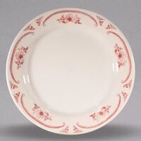 Homer Laughlin by Steelite International HL2062 American Rose Red 9 5/8" Ivory (American White) Rolled Edge China Plate - 24/Case
