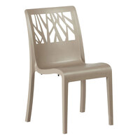 Grosfillex US116181 Vegetal Taupe Stacking Side Chair - Pack of 4
