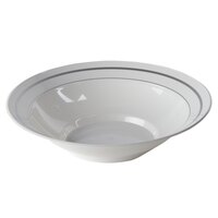 WNA Comet MPBWL10WSLVR 10 oz. White Masterpiece Bowl with Silver Accent Bands - 150/Case