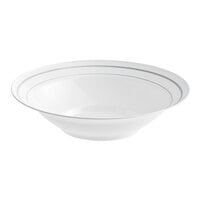 WNA Comet MPBWL10WSLVR 10 oz. White Masterpiece Bowl with Silver Accent Bands - 150/Case