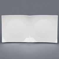 CAC F-P2 Fortune China 11 1/2" x 5" White Divided Tasting Plate - 36/Case