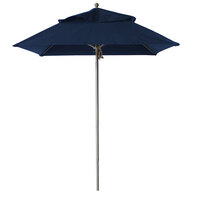 Grosfillex 98666031 Windmaster 6 1/2' Square Navy Fiberglass Umbrella with 1 1/2 inch Aluminum Pole