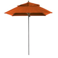 Grosfillex 98661931 Windmaster 6 1/2' Square Orange Fiberglass Umbrella with 1 1/2 inch Aluminum Pole