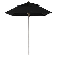 Grosfillex 98661731 Windmaster 6 1/2' Square Black Fiberglass Umbrella with 1 1/2 inch Aluminum Pole
