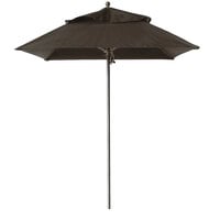 Grosfillex 98660231 Windmaster 6 1/2' Square Charcoal Fiberglass Umbrella with 1 1/2" Aluminum Pole