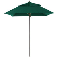 Grosfillex 98662031 Windmaster 6 1/2' Square Forest Green Fiberglass Umbrella with 1 1/2 inch Aluminum Pole