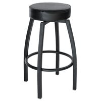 Lancaster Table & Seating Black Backless Barstool with Black Swivel Upholstered Seat