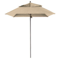 Grosfillex 98660331 Windmaster 6 1/2' Square Khaki Fiberglass Umbrella with 1 1/2 inch Aluminum Pole