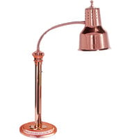 Hanson Heat Lamps ESL/RB9/BCOP Single Bulb Flexible Freestanding Heat Lamp with 9 inch Round Base and Bright Copper Finish - 115/230V