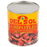 Del Sol 10# Can Whole Chipotle Peppers in Adobo Sauce - 6/Case