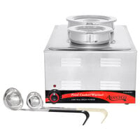 Avantco Twin Well Countertop Food Warmer with (1) 4 Qt. Inset, (1) 7.5 Qt. Inset, 2 Ladles, and 2 Covers - 120V, 1500W
